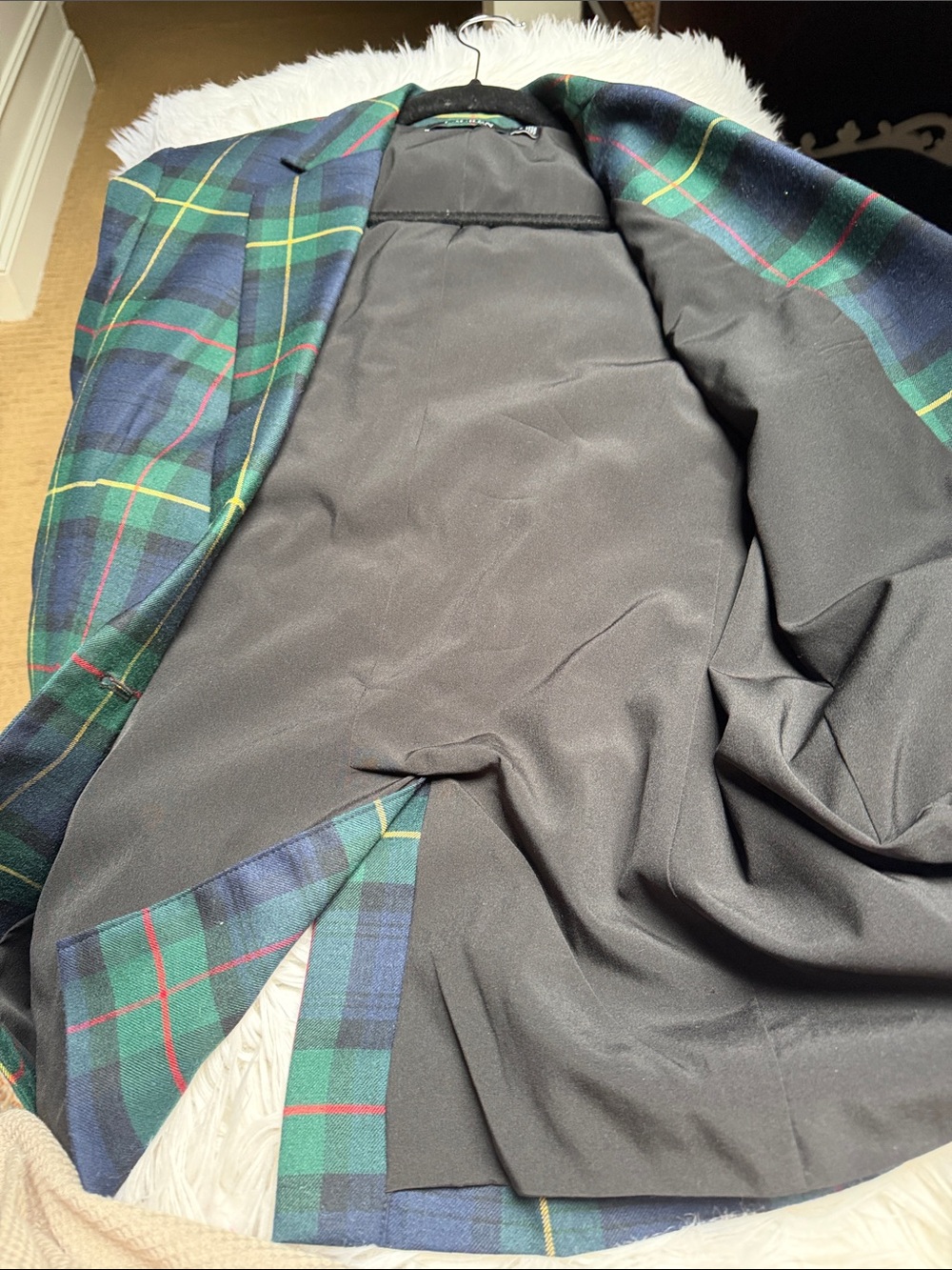 Lauren Ralph Lauren Navy & Green Plaid Tailored Blazer with Crest - Picture 14 of 17